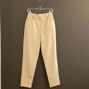 White faux leather pants